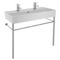 Large Double Ceramic Console Sink and Polished Chrome Stand, 40