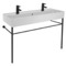 Double Ceramic Console Sink and Matte Black Stand, 48