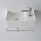 Small Wall Mounted Ceramic Sink With Polished Chrome Towel Bar