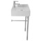 Rectangular Ceramic Console Sink and Polished Chrome Stand, 24