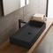 Rectangular Black Vessel Sink in Ceramic