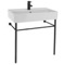 Ceramic Console Sink and Matte Black Stand, 32