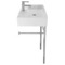 Rectangular Ceramic Console Sink and Polished Chrome Stand, 32