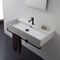 Rectangular Wall Mounted Ceramic Sink With Matte Black Towel Bar