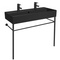 Double Matte Black Ceramic Console Sink and Matte Black Stand, 40