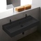 Black Ceramic Trough Wall Mounted or Vessel Sink
