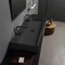 Matte Black Ceramic Trough Wall Mounted or Vessel Sink