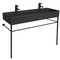 Double Matte Black Ceramic Console Sink and Matte Black Stand, 48