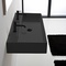 Black Ceramic Trough Wall Mounted or Vessel Sink