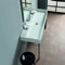 Large Double Ceramic Console Sink and Polished Chrome Stand
