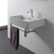 Rectangular Wall Mounted Ceramic Sink With Polished Chrome Towel Bar
