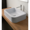 Rectangular White Ceramic Vessel Bathroom Sink