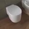 Modern Wall Mount Toilet, Ceramic, Rounded