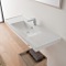 Rectangular White Ceramic Drop In or Wall Mounted Bathroom Sink