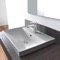 Square White Ceramic Drop In or Wall Mounted Bathroom Sink