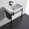 Ceramic Console Sink and Matte Black Stand, 24