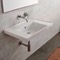 Rectangular White Ceramic Drop In or Wall Mounted Bathroom Sink