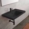 Rectangular Black Ceramic Wall Mounted Bathroom Sink