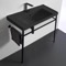 Matte Black Ceramic Console Sink and Matte Black Stand, 36