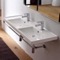 Double Basin Wall Mounted Ceramic Sink With Polished Chrome Towel Bar