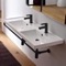 Double Basin Wall Mounted Ceramic Sink With Black Towel Bar