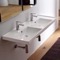 Rectangular Double White Ceramic Drop In or Wall Mounted Bathroom Sink