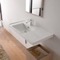 Rectangular White Ceramic Drop In or Wall Mounted Bathroom Sink