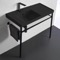 Matte Black Ceramic Console Sink and Matte Black Stand, 36