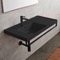 Wall Mounted Matte Black Ceramic Sink With Matte Black Towel Bar