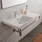 Rectangular Wall Mounted Ceramic Sink With Polished Chrome Towel Bar
