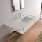 Rectangular White Ceramic Drop In or Wall Mounted Bathroom Sink