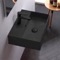 Rectangular Black Ceramic Wall Mounted or Vessel Sink