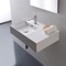 Rectangular Ceramic Wall Mounted or Vessel Sink With Counter Space