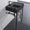 Small Black Console Sink, Modern, 24