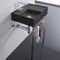 Matte Black Ceramic Console Sink and Polished Chrome Stand, 24