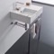 Rectangular Ceramic Console Sink and Polished Chrome Stand