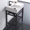 Modern Ceramic Console Sink With Counter Space and Matte Black Base, 24