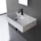 Marble Design Ceramic Wall Mounted or Vessel Sink With Counter Space