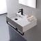 Rectangular Ceramic Wall Mounted Sink, Black Towel Bar Included