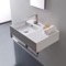 Rectangular Ceramic Wall Mounted Sink With Counter Space, Towel Bar Included