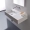 Rectangular Ceramic Wall Mounted or Vessel Sink With Counter Space