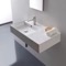 Rectangular Ceramic Wall Mounted or Vessel Sink With Counter Space