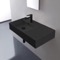 Black Ceramic Wall Mounted or Vessel Sink With Counter Space
