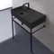 Matte Black Ceramic Console Sink and Matte Black Stand, 32