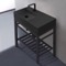 Modern Matte Black Ceramic Console Sink and Matte Black Base, 32