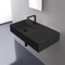 Matte Black Ceramic Wall Mounted or Vessel Sink With Counter Space