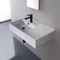 Marble Design Ceramic Wall Mounted or Vessel Sink With Counter Space