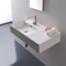 Rectangular Ceramic Wall Mounted or Vessel Sink With Counter Space