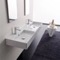 Double Rectangular Ceramic Wall Mounted or Vessel Sink With Counter Space