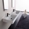 Marble Design Ceramic Wall Mounted or Vessel Double Sink With Counter Space